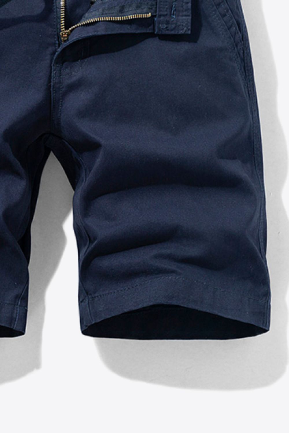 Belted Button and Zip Closure Shorts