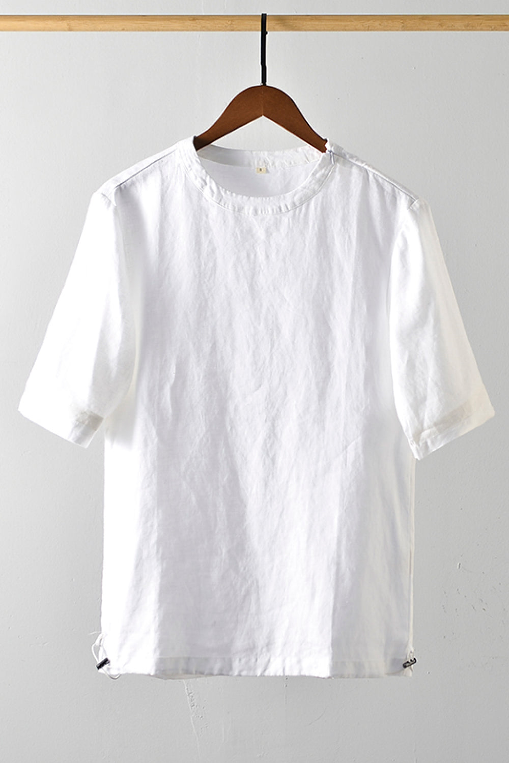 Round Neck Short Sleeve Linen Tee