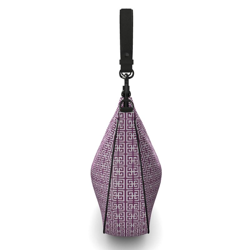 Purple Greek Key Curve Hobo Bag