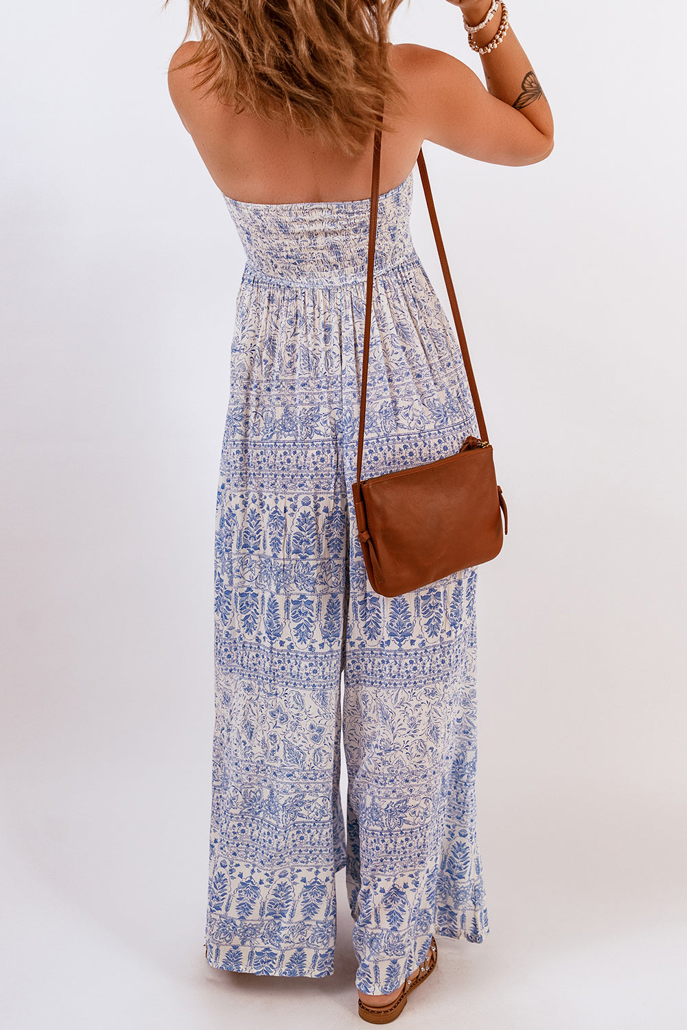 Bohemian Smocked Strapless Jumpsuit