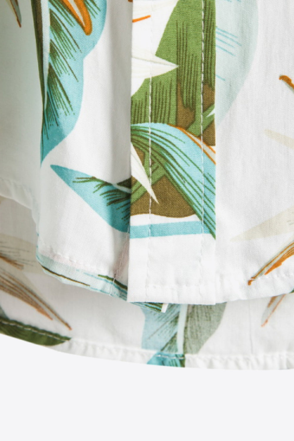 Full Size Tropical Print Curved Hem Shirt