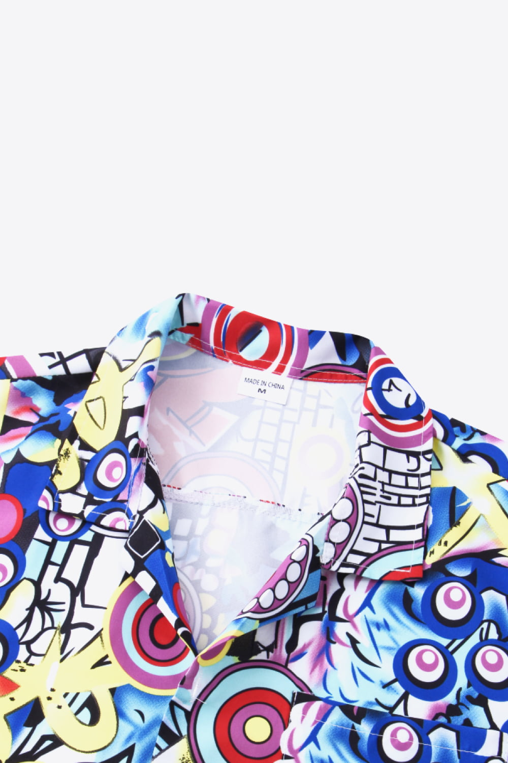 Full Size Printed Button-Up Curved Hem Shirt