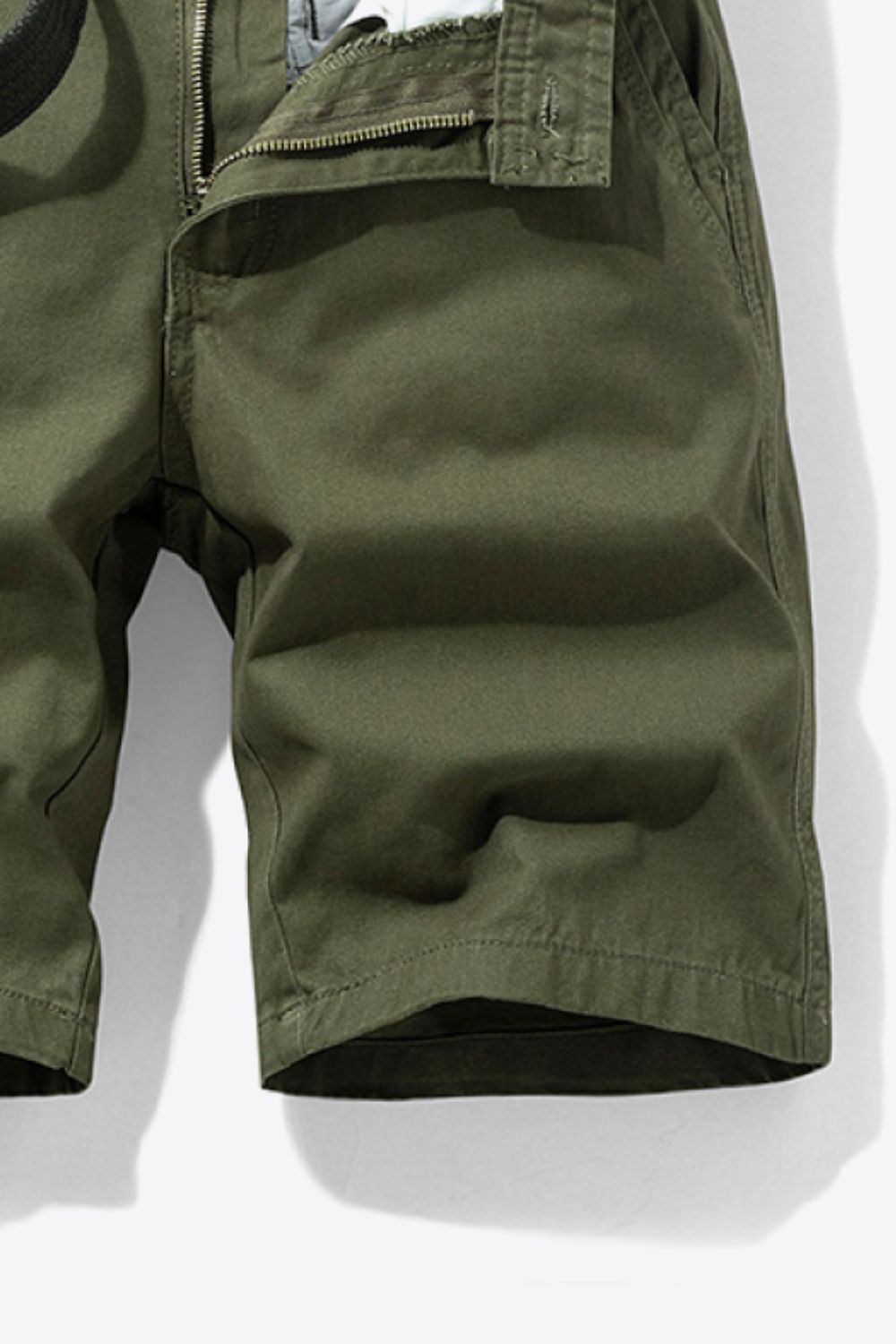 Belted Button and Zip Closure Shorts
