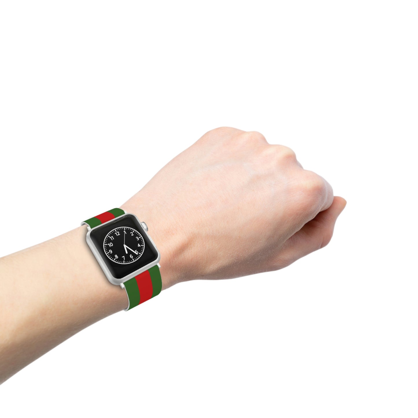Green with Red Stripe Thermo Elastomer Watch Band for Apple Watch