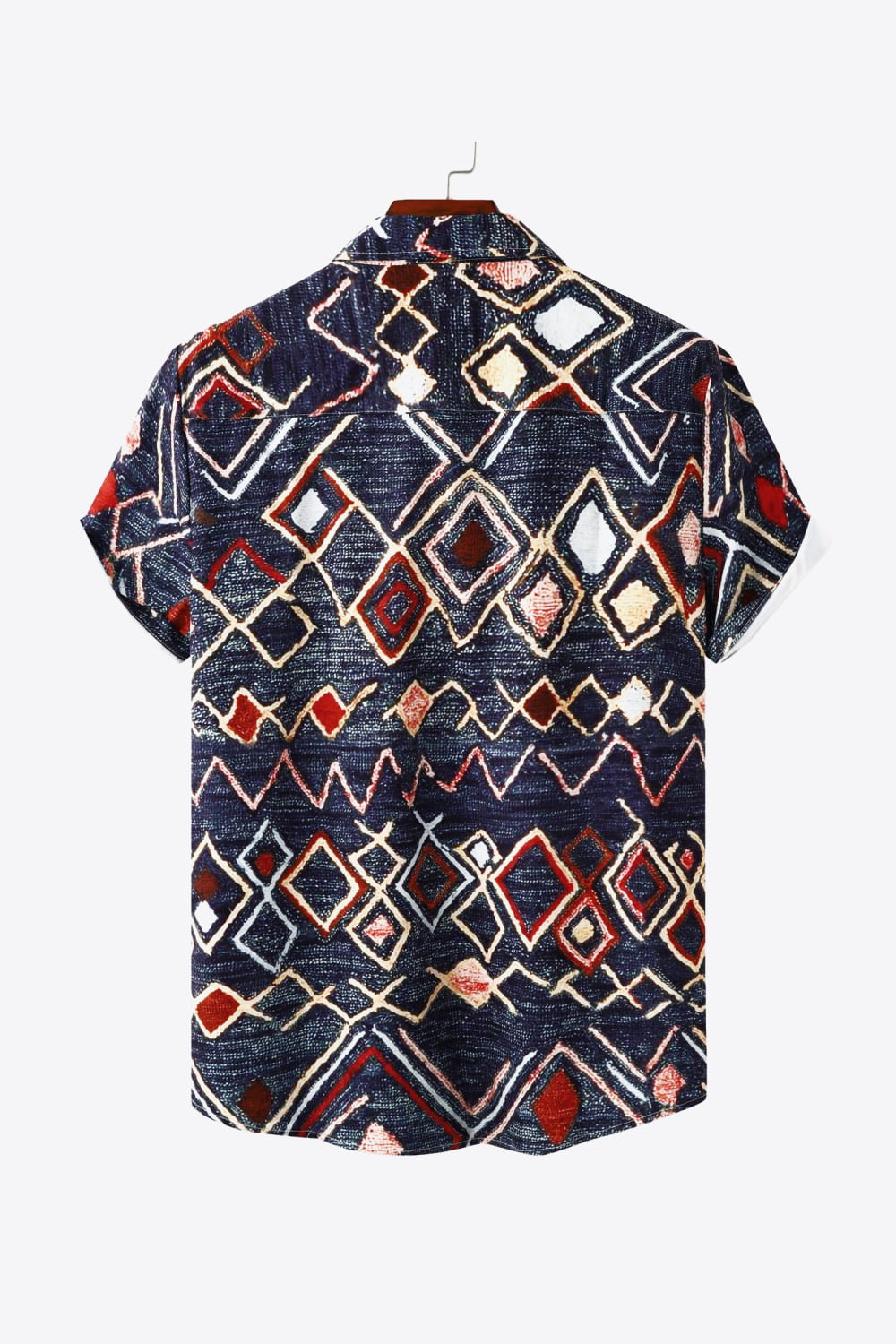Geometric Print Button-Down Short Sleeve Shirt
