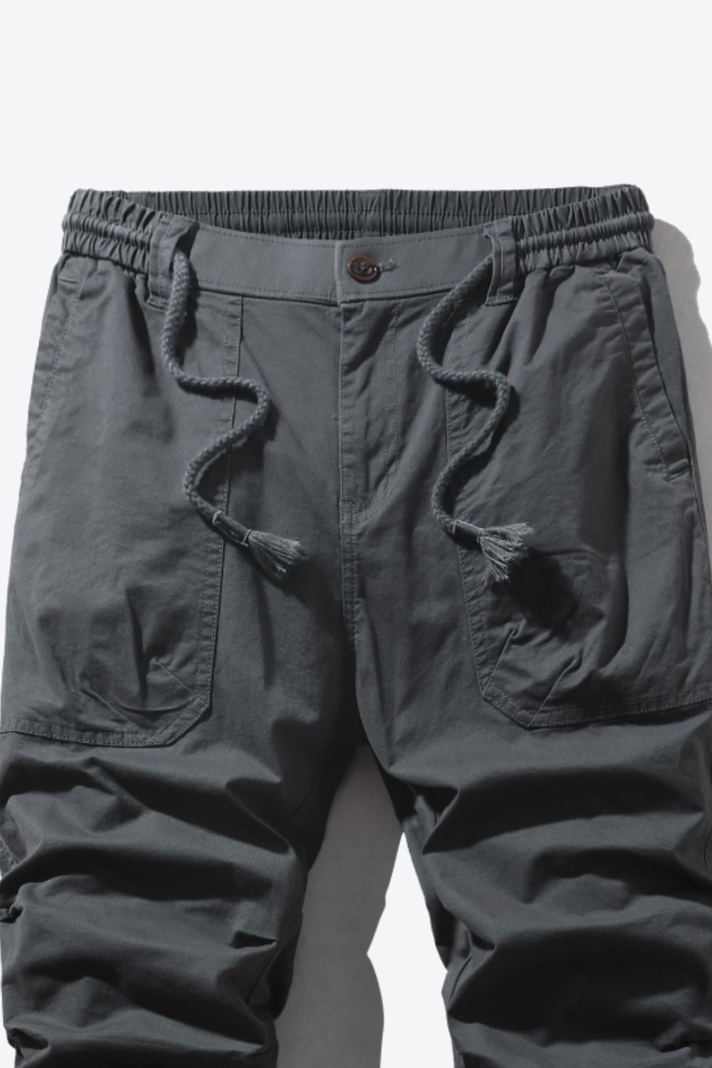 Drawstring Waist Cargo Joggers with Pockets
