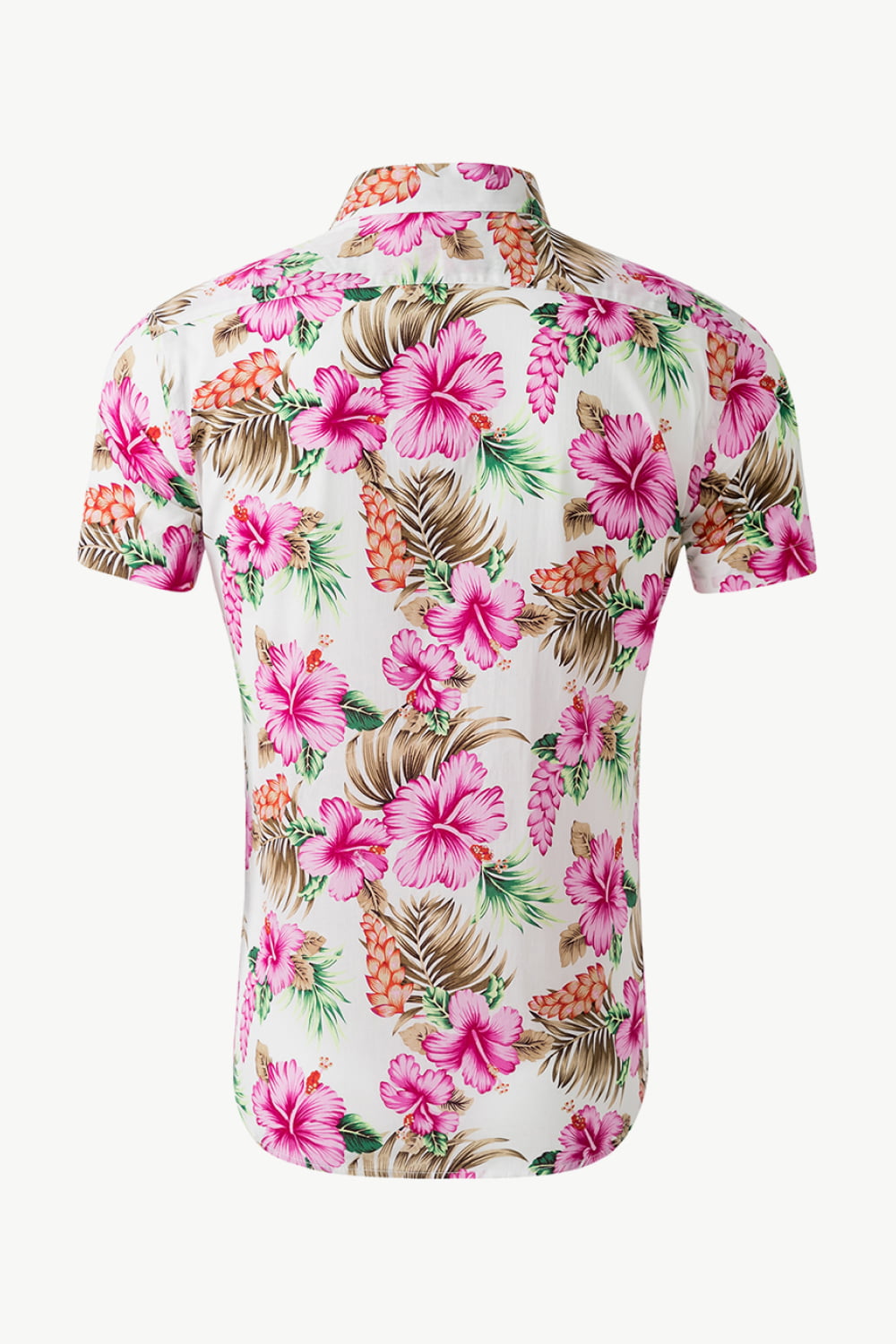 Tropical Pattern Button-Down Vacation Shirt