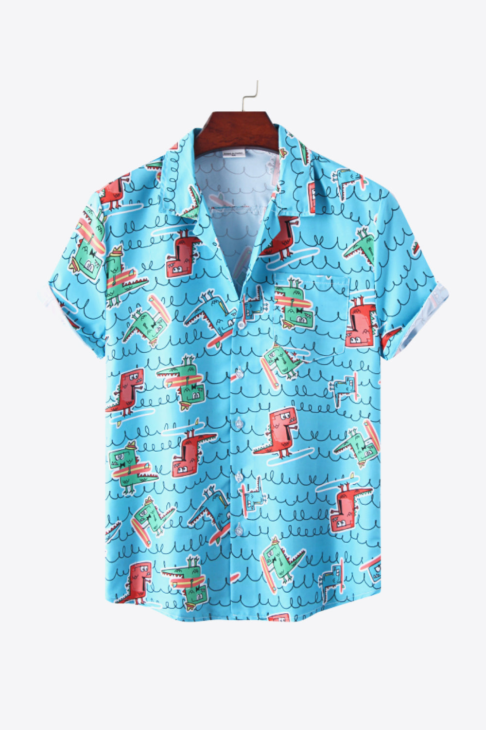 Full Size Printed Button-Up Short Sleeve Shirt