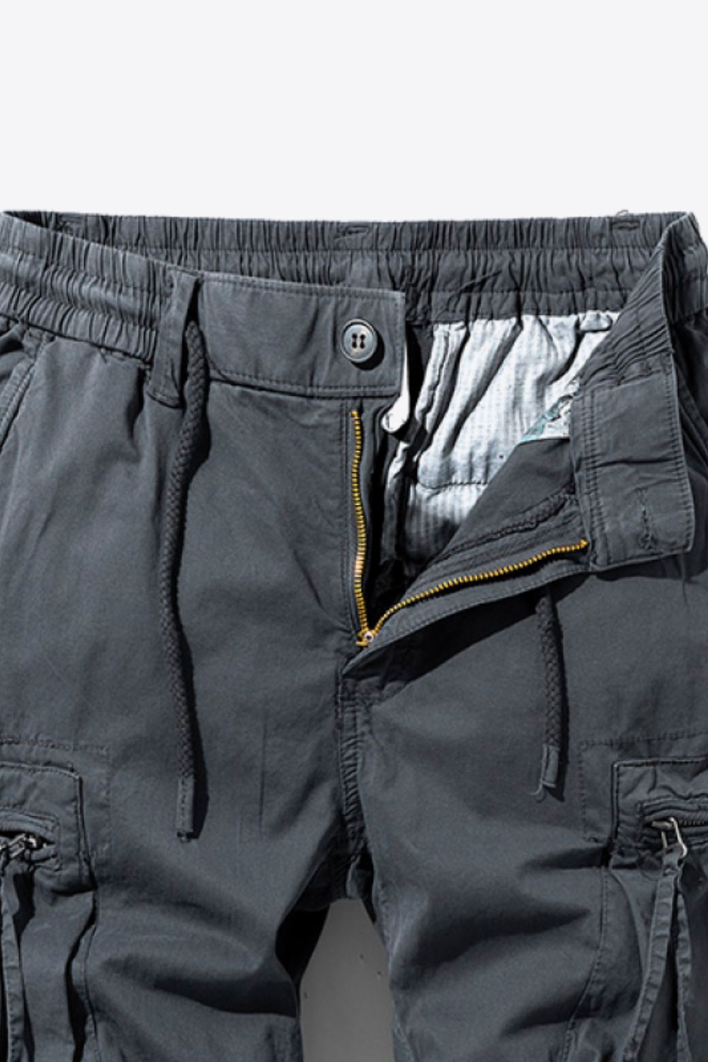 Graphic Drawstring Waist Cargo Shorts