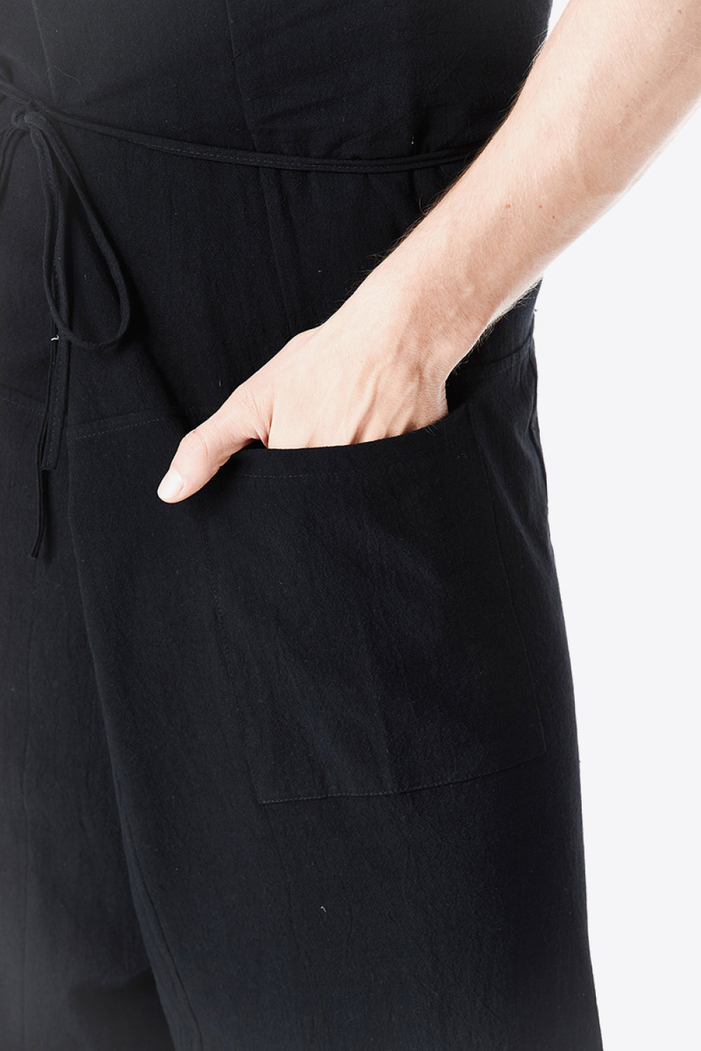 Waist Detail Wide Leg Pants with Pockets