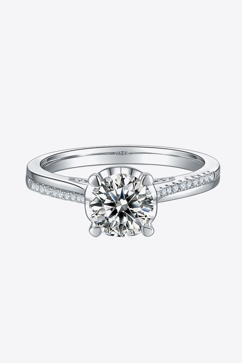 1 Carat Moissanite 925 Sterling Silver Side Stone Ring