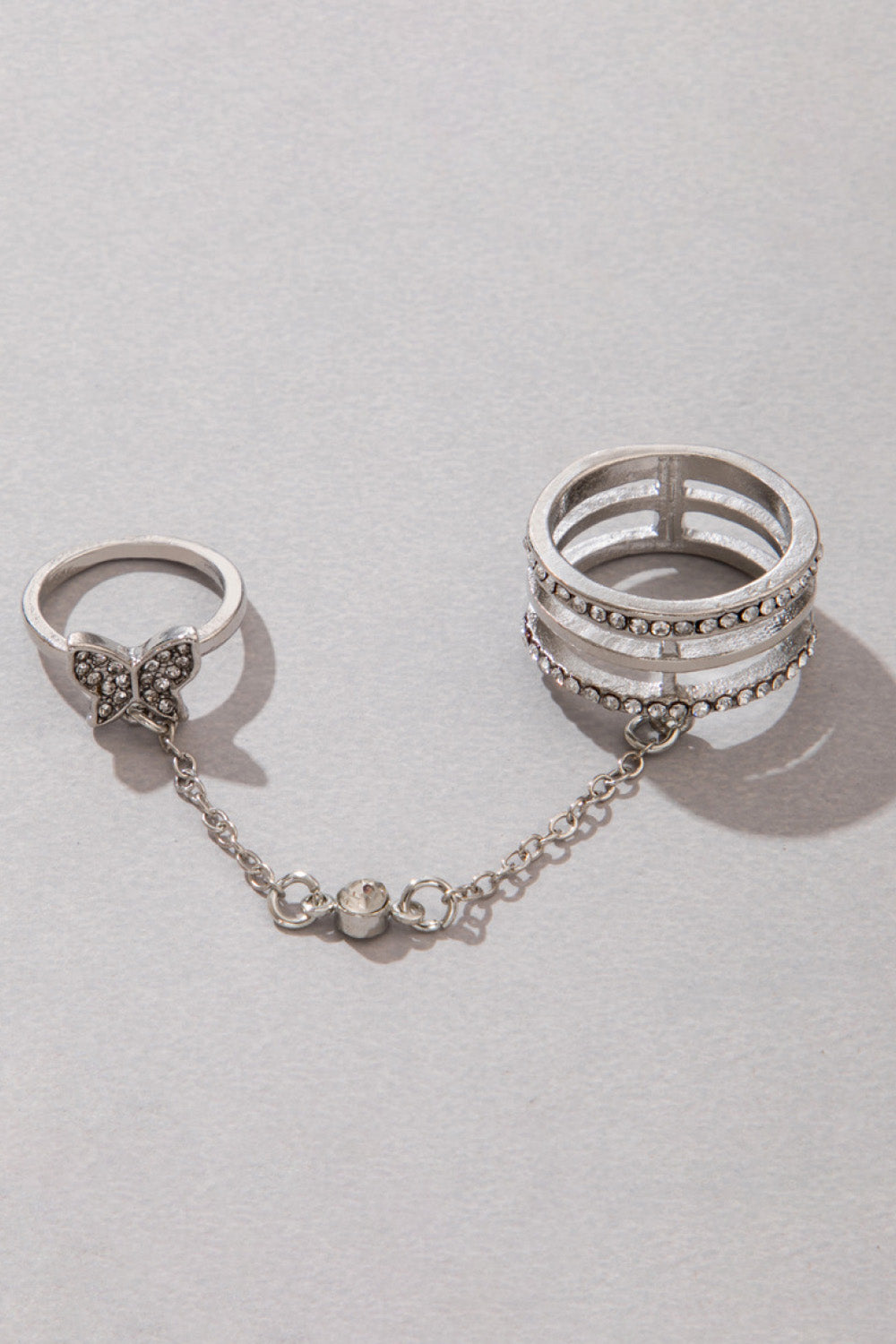 Zinc Alloy Butterfly Chain Linked Ring