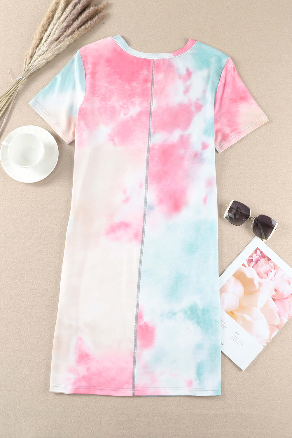 Tie-Dye US Flag Graphic Round Neck Dress