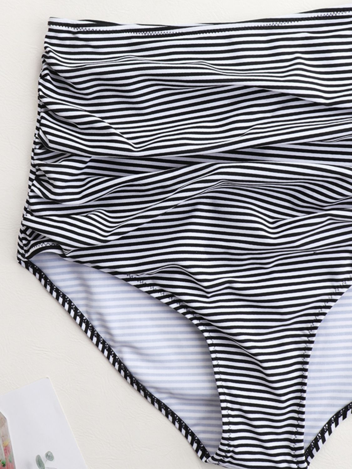 Striped High Waist Bikini Set