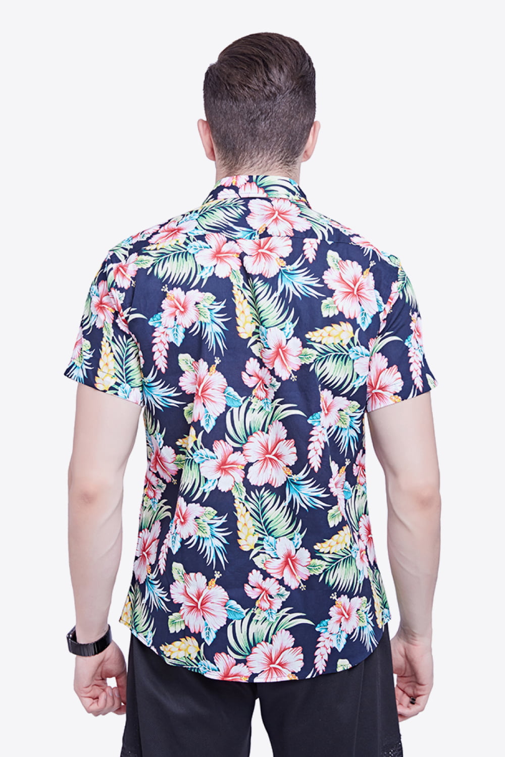 Tropical Pattern Button-Down Vacation Shirt