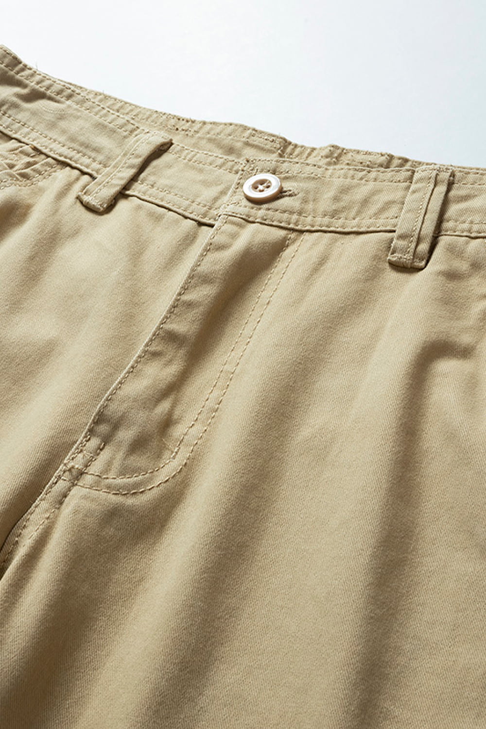 Belted Button and Zip Closure Shorts