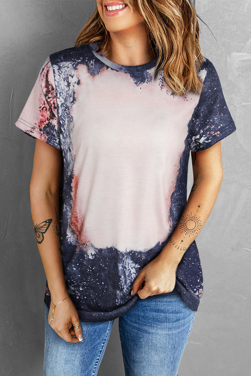 Tie-Dye Round Neck Short Sleeve Tee