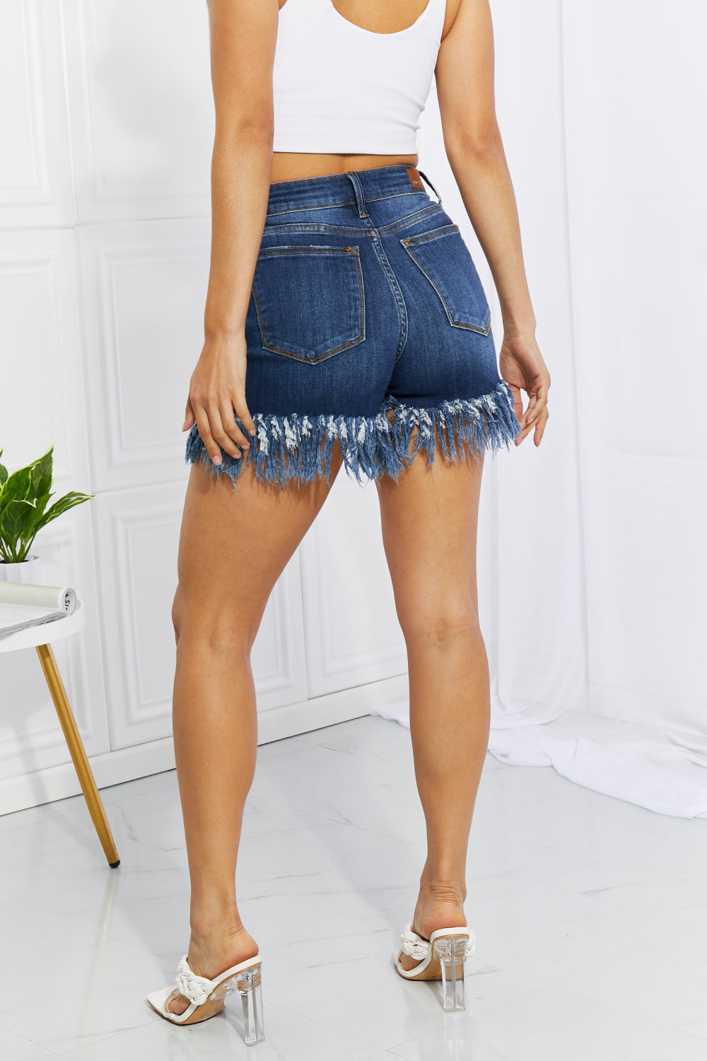 Judy Blue Full Size Ari Midrise Fringe Shorts