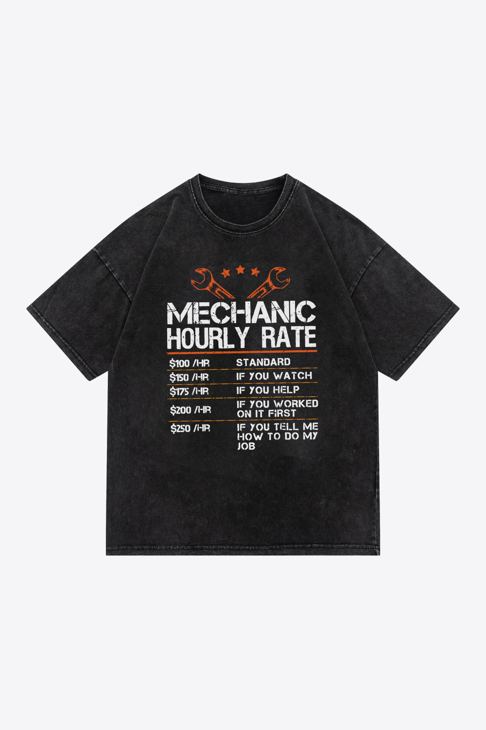 Full Size Acid Wash Graphic Crewneck Cotton Tee