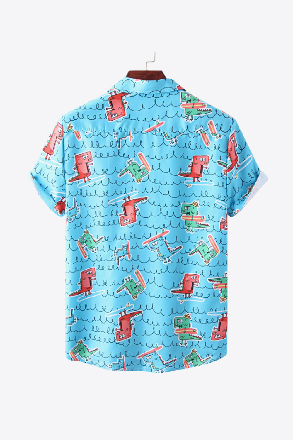 Full Size Printed Button-Up Short Sleeve Shirt