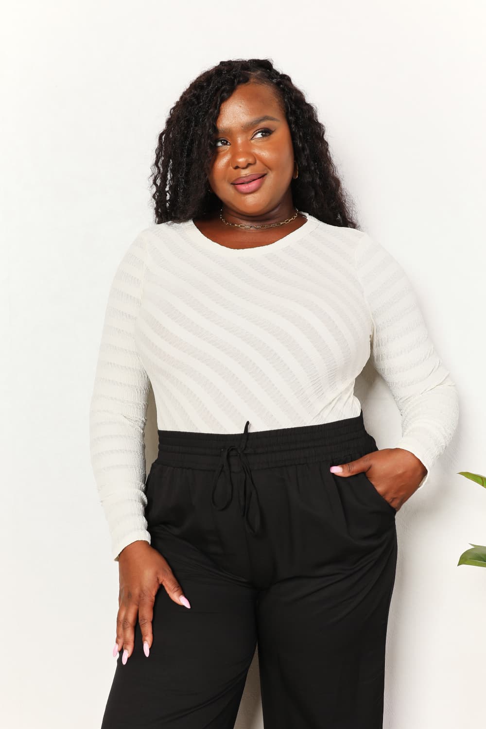 Culture Code Full Size Crew Neck Bias Cut Bodysuit