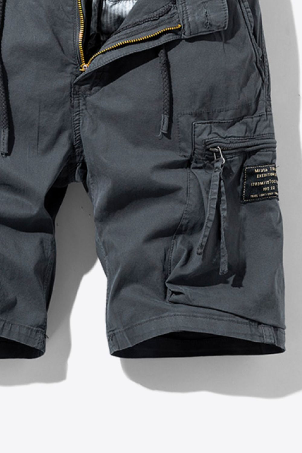 Graphic Drawstring Waist Cargo Shorts