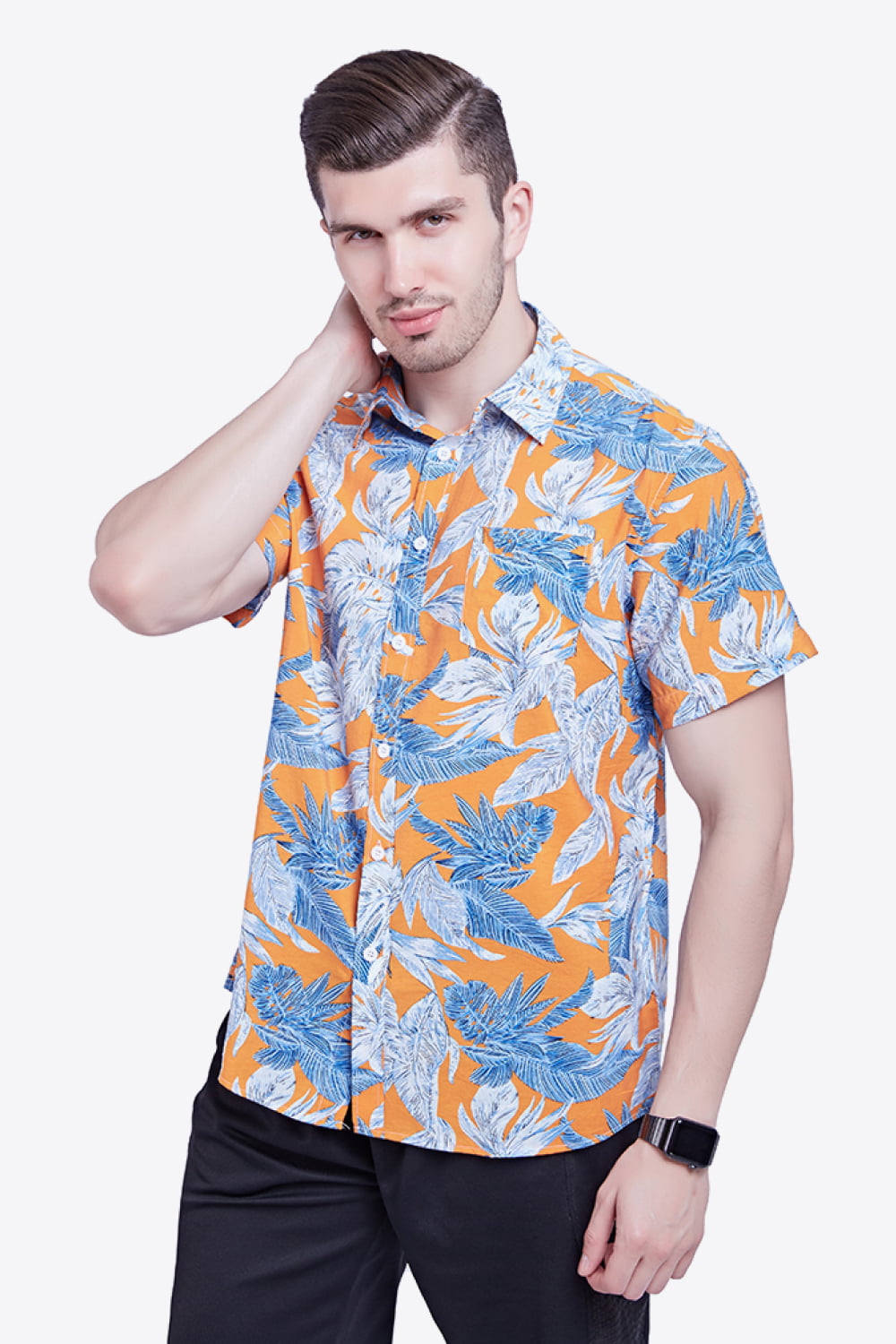 Tropical Pattern Buttoned Beach Shirt