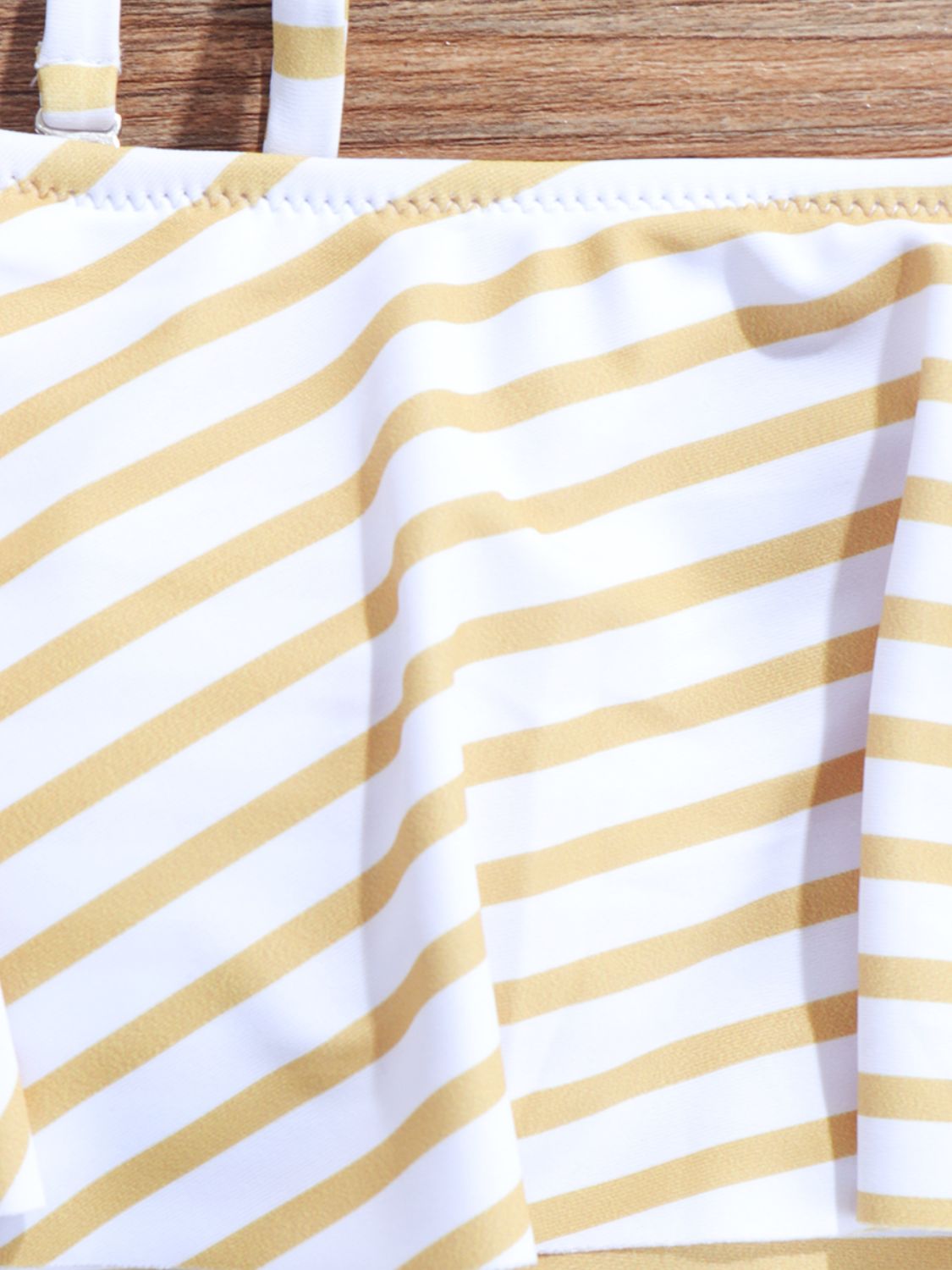 Striped Cold-Shoulder Swim Top and Printed Swim Bottoms Set