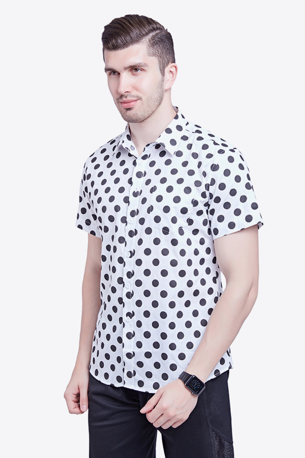 Printed Button-Down Collared Beach Shirt