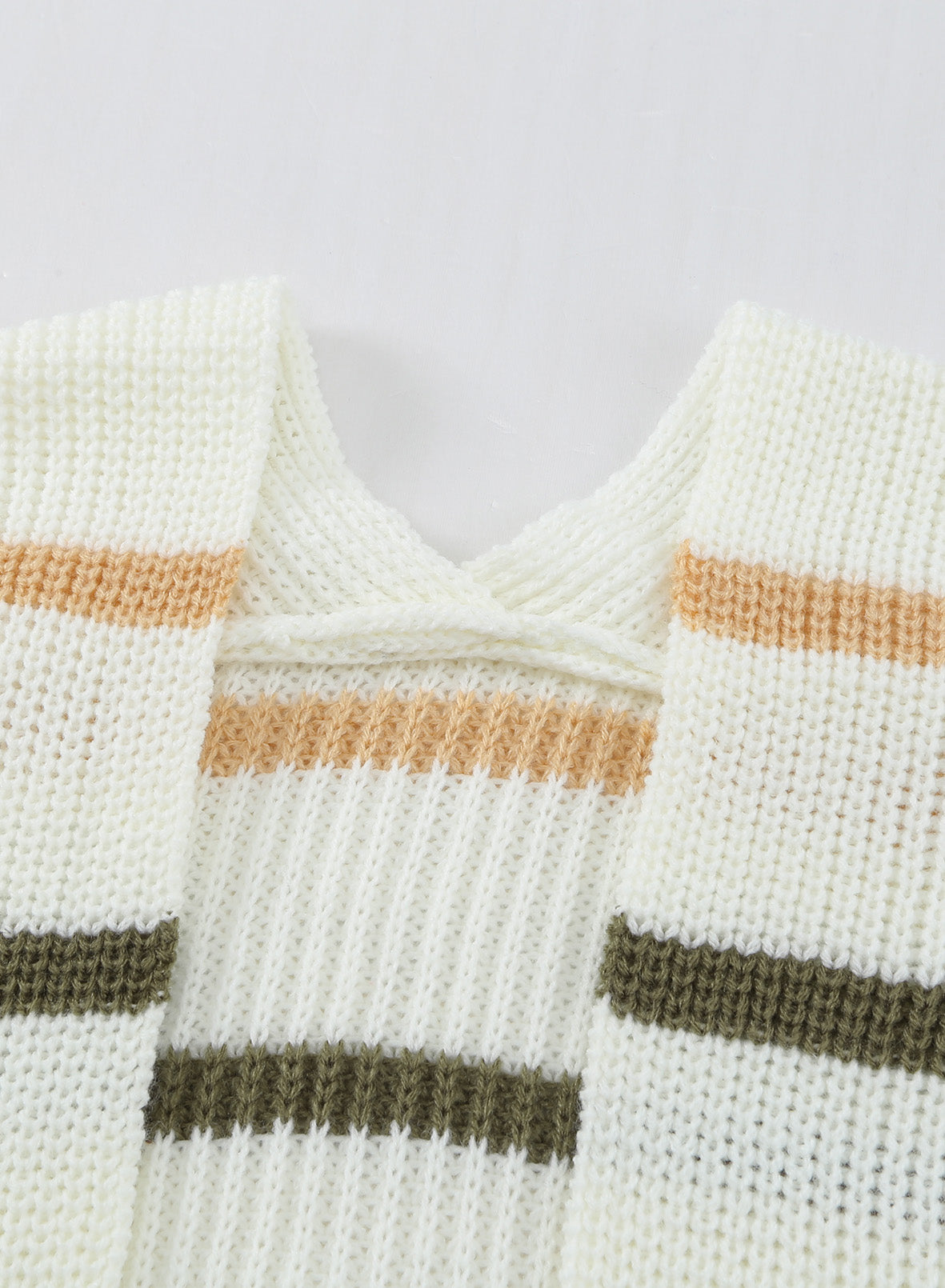 Woven Right Striped Rib-Knit Open Front Pocketed Cardigan
