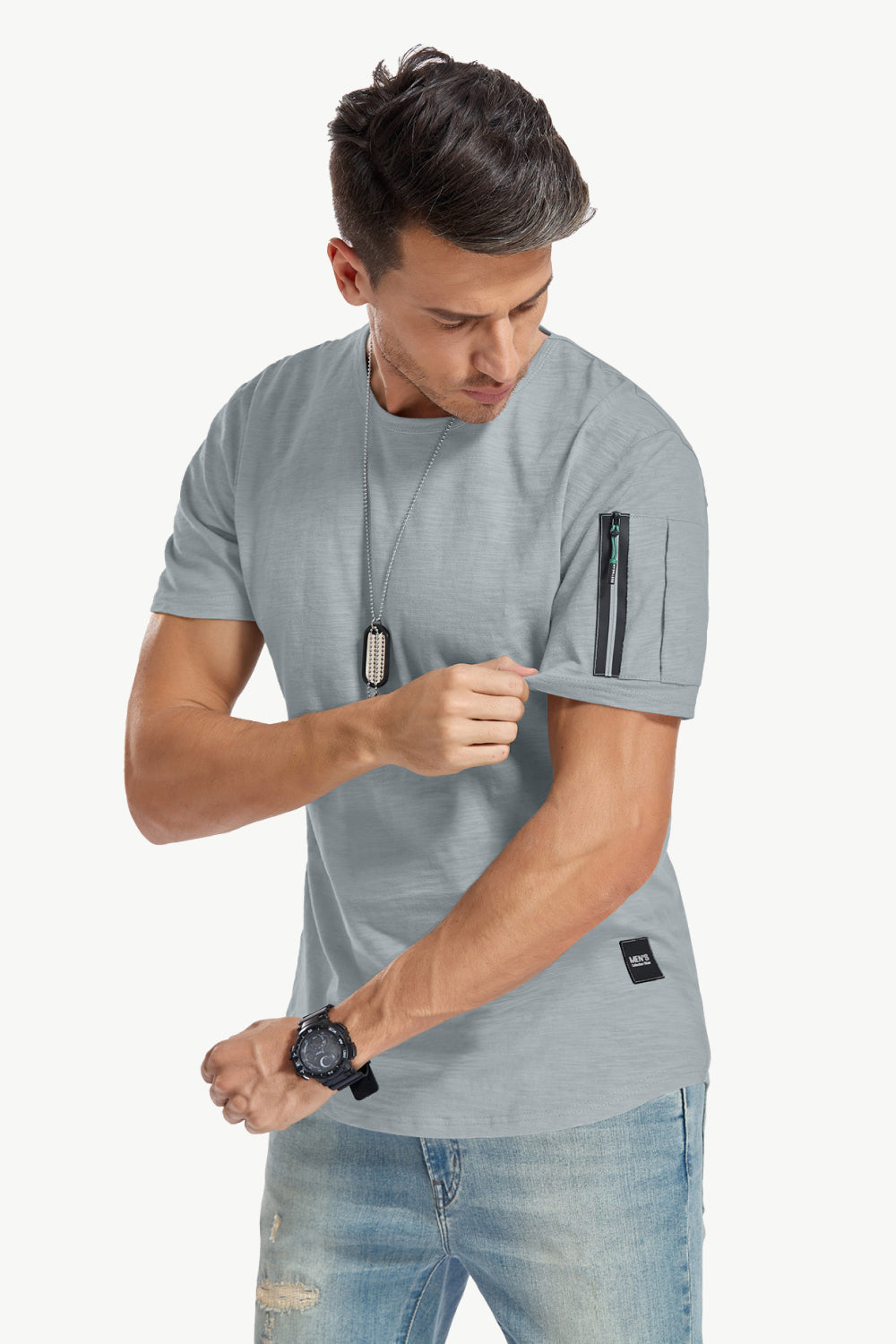 Curved Hem Short Sleeve Tee Shirt