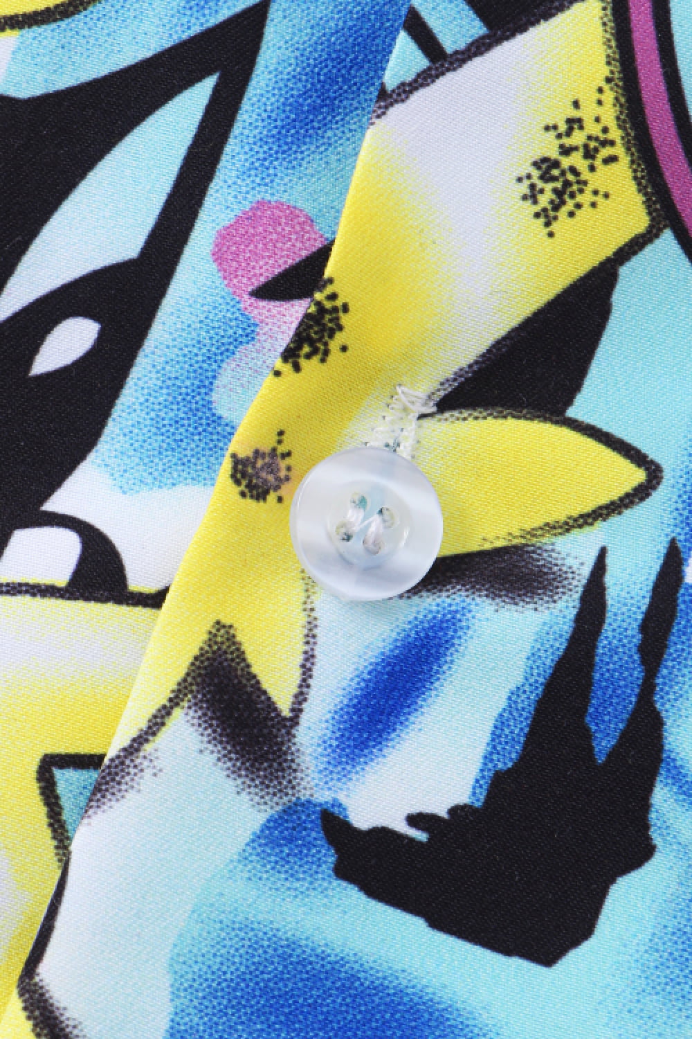 Full Size Printed Button-Up Curved Hem Shirt
