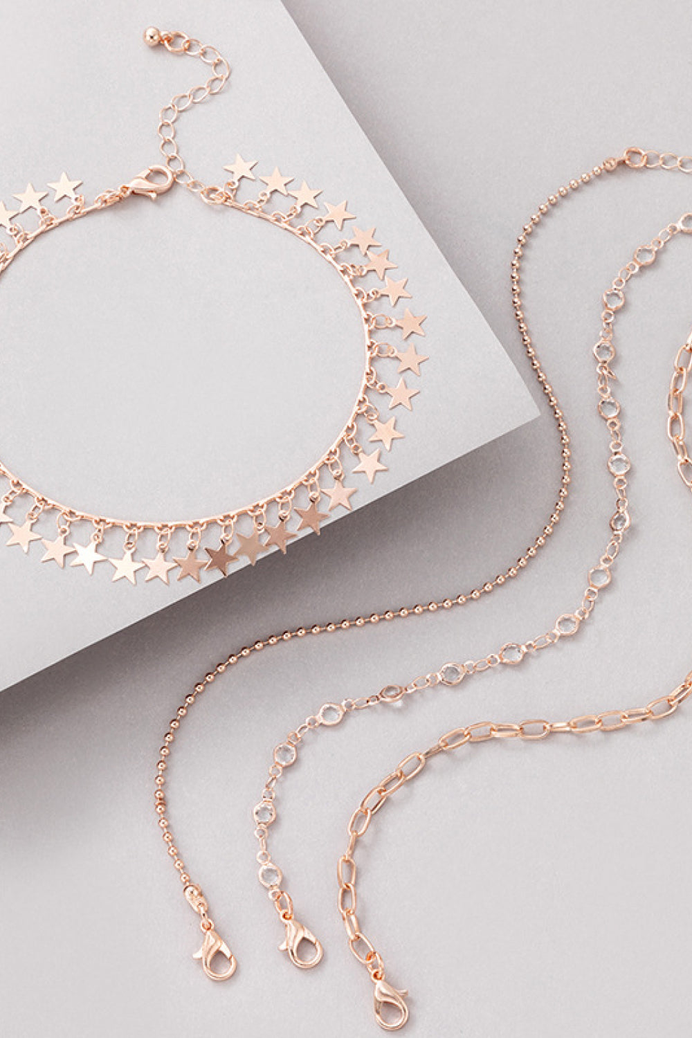 4-Piece Zinc Alloy Star Anklet Set