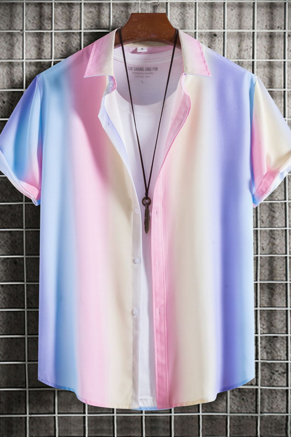 Tie-Dye Button-Up Short Sleeve Shirt