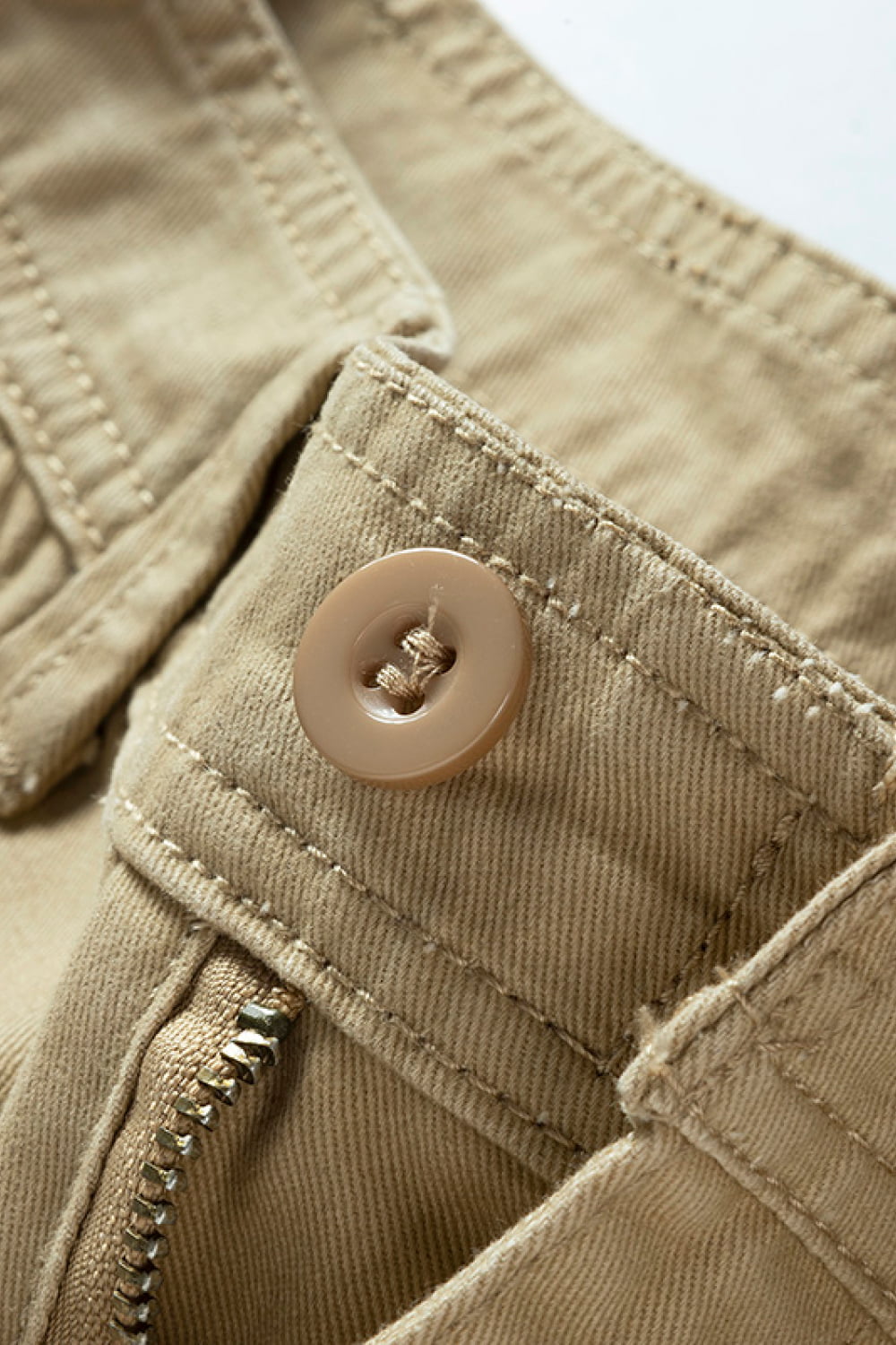 Belted Button and Zip Closure Shorts