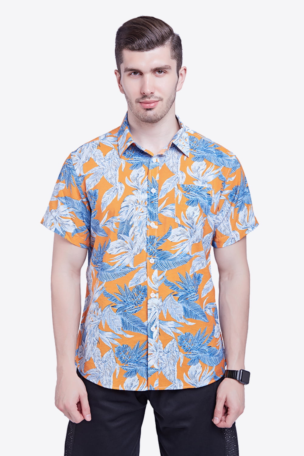 Tropical Pattern Buttoned Beach Shirt