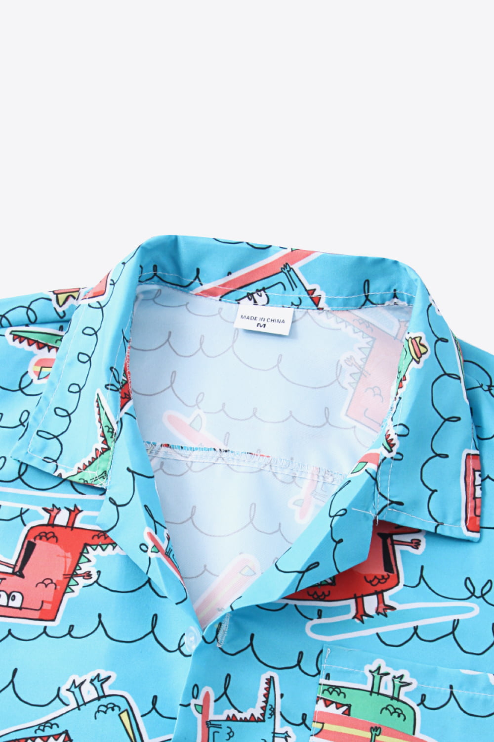 Full Size Printed Button-Up Short Sleeve Shirt