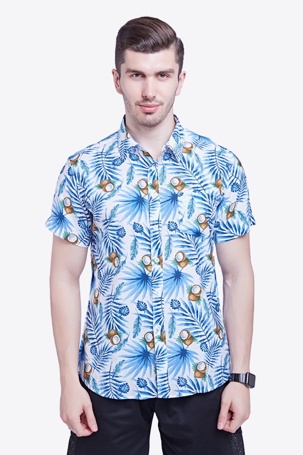 Tropical Pattern Buttoned Beach Shirt