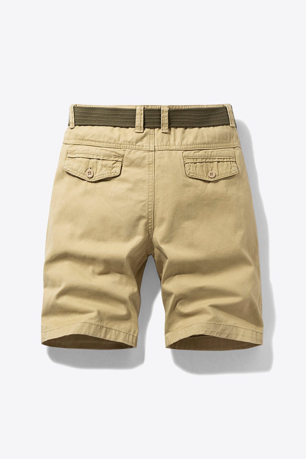 Belted Button and Zip Closure Shorts
