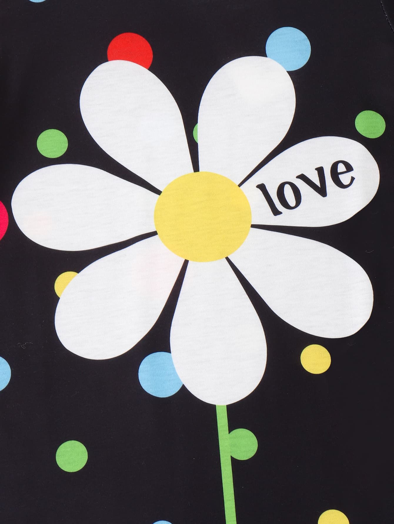 Girls Floral Polka Dot Round Neck Dress