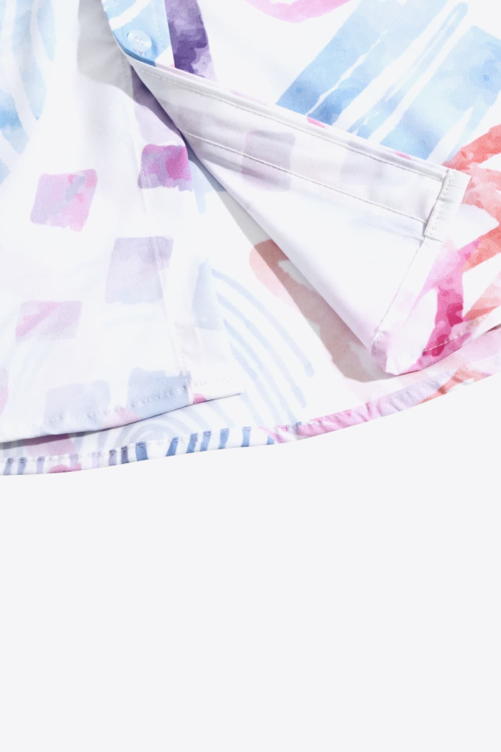 Full Size Printed Collared Short Sleeve Shirt