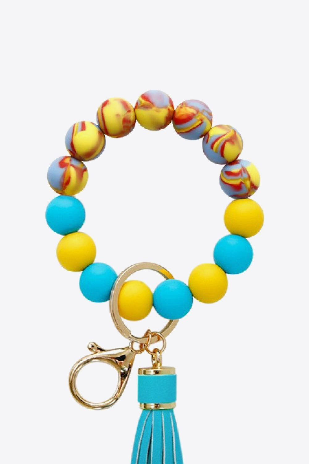 Random 3-Pack Silicone Bead Tassel Wristlet Key Chain