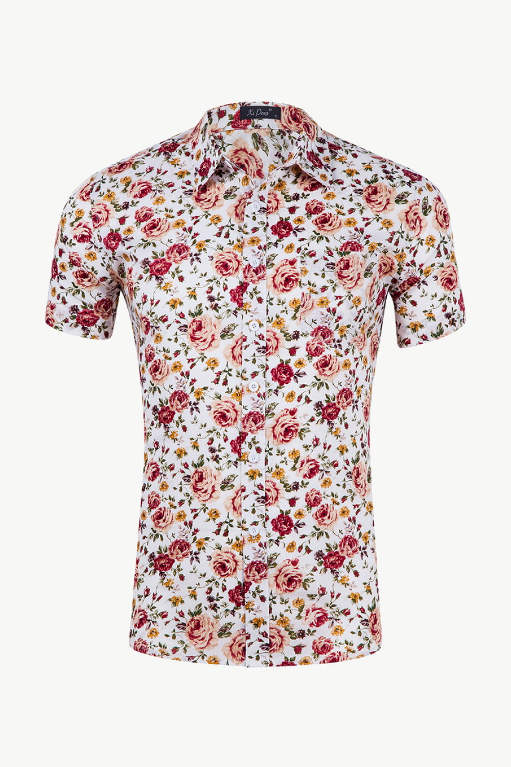 Tropical Pattern Button-Down Vacation Shirt