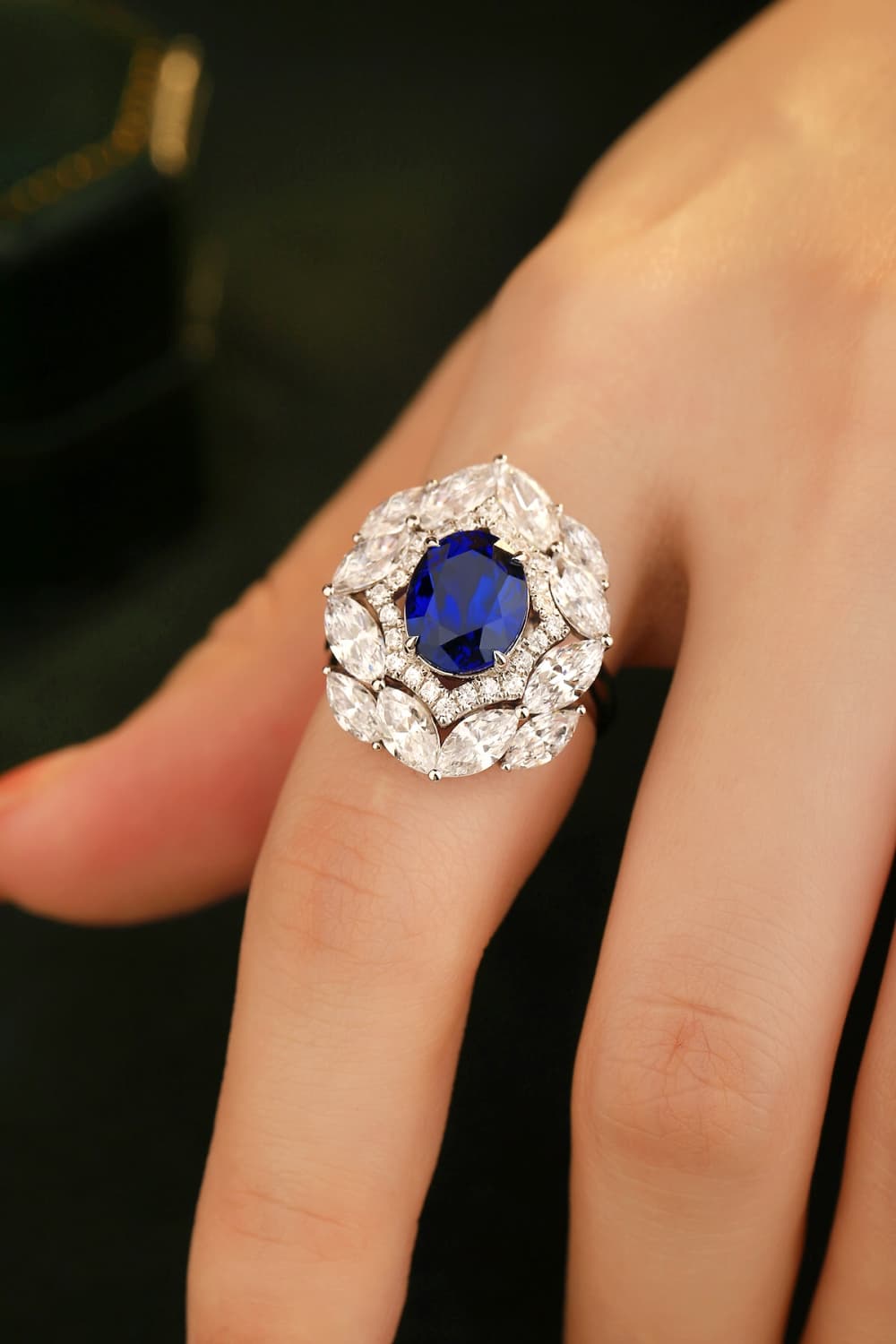 3 Carat Lab-Grown Sapphire Zircon Ring