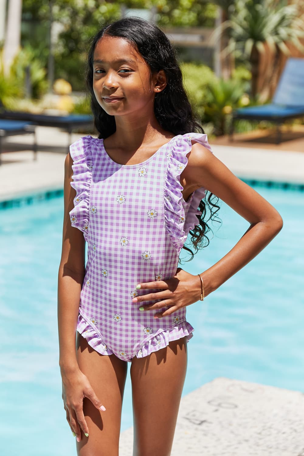 Marina West Swim Full Size Float On Mommy & Me Ruffle Faux Wrap One-Piece in Carnation Pink