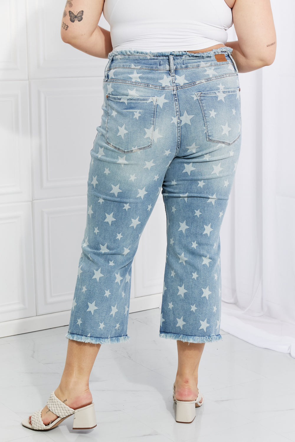 Judy Blue Full Size Parker Star Print Crop Straight Jeans