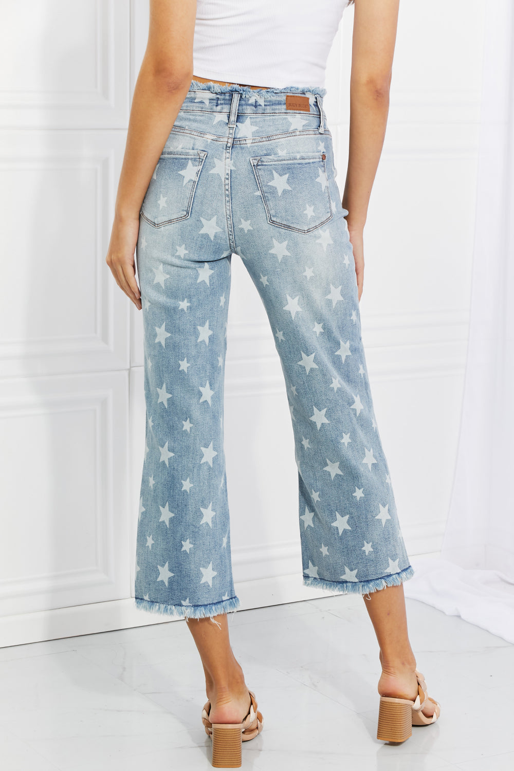Judy Blue Full Size Parker Star Print Crop Straight Jeans