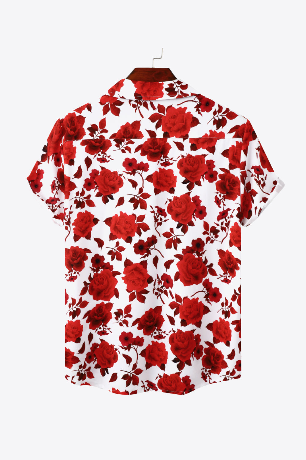 Full Size Floral Lapel Collar Button-Up Shirt