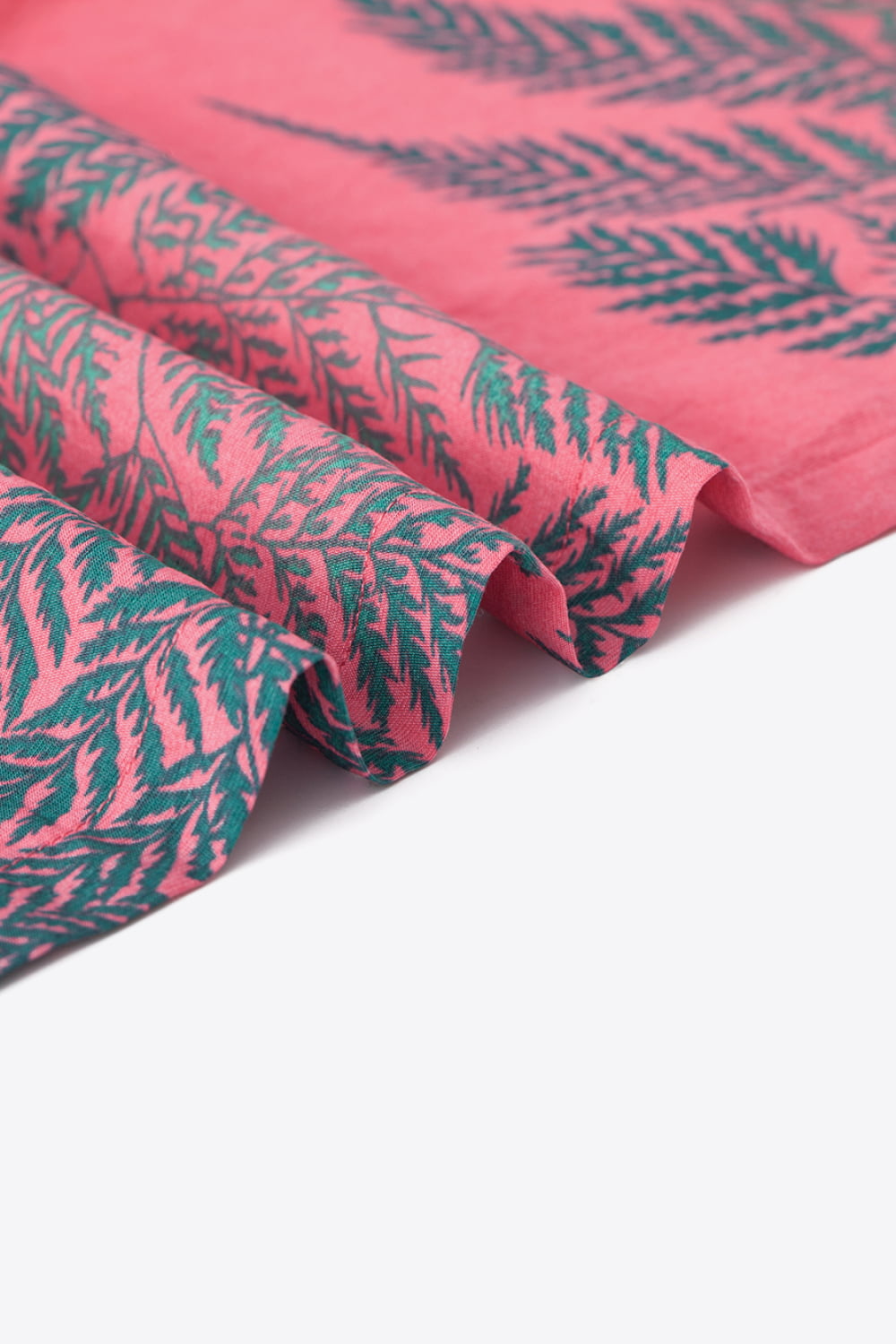 Botanical Pattern Button-Up Short Sleeve Shirt
