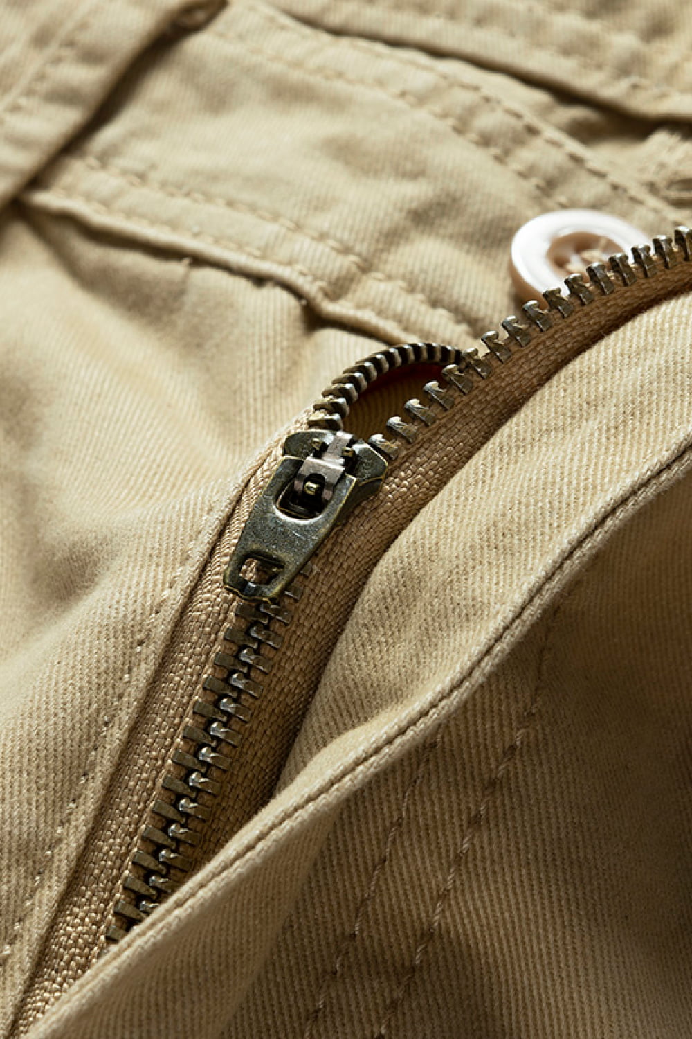 Belted Button and Zip Closure Shorts